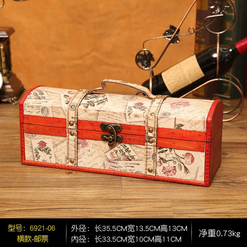 Винтажная коробка для красного вина, портативная деревянная коробка для вина, ретро Подарочная коробка для хранения вина, посылка для бутылок с ручкой, аксессуары для бара