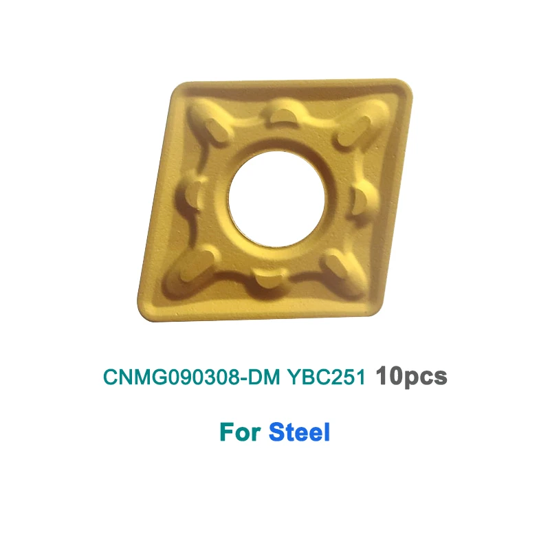 

10pcs Turning insert CNMG090308-DM YBC251 CNMG 090308 DM carbide cutting tools for medium cut of steel