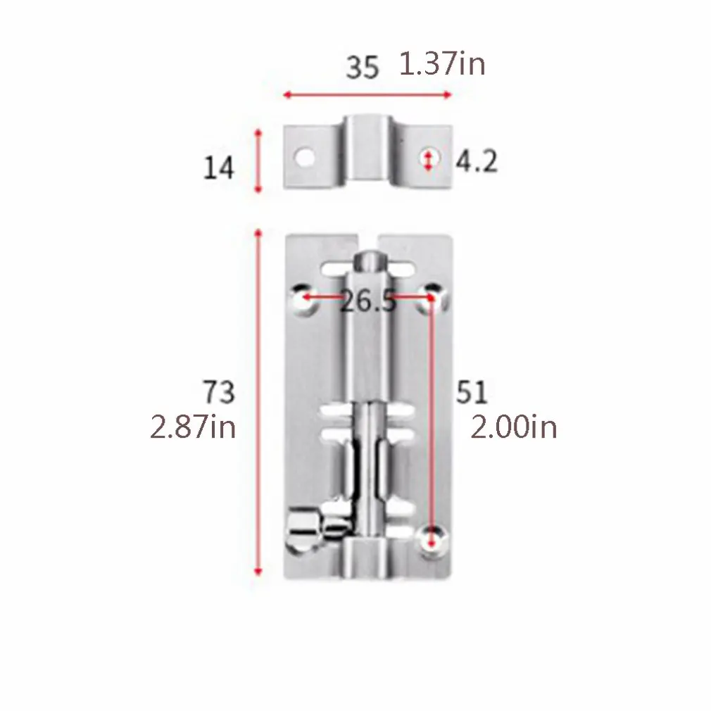 

2pc Stainless Steel Square Mounted Latches Long Security Door And Window Latches Stainless Steel Chinese Side Latches