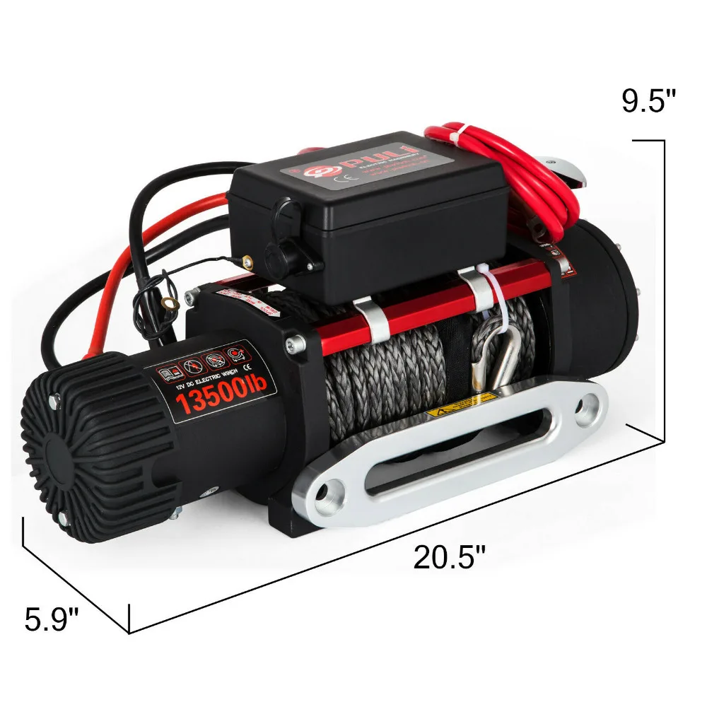 Электрическая Лебедка 12v 13500lb, тяжелой нагрузке 4x4 синтетический Веревка беспроводной