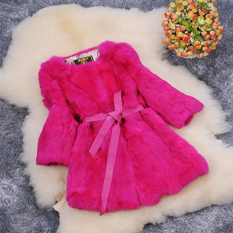 

Autumn winter new 2019 slim long women's genuine rabbit fur coat outerwear women jacket with cashes plus size S-6XL available