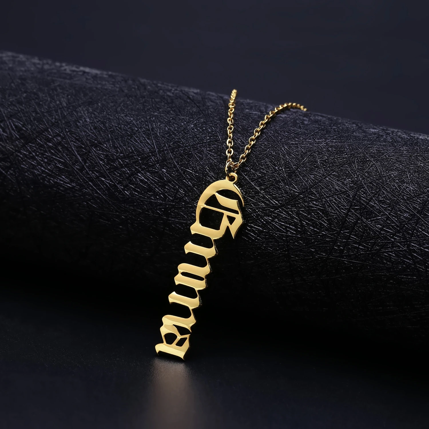 

Custom Vertical Name NecklaceOld English Personalized Stainless Steel Nameplate Pendant Necklace Jewelry Gifts For Women