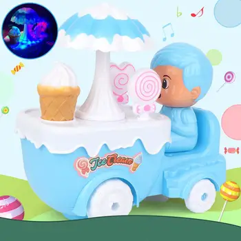 

Kuulee Children Large Size Electric Universal Shining Candy Ice-cream Toy Car Projection Ice-cream Car with Light and Music