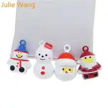 Julie Wang 4 шт. рождественские колокольчики Подвески смешанный Санта Клаус Снеговик медные ювелирные браслеты и кулоны изготовление аксессуаров Декор