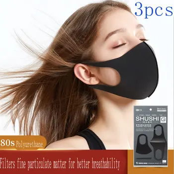 

3D Protective Mask dustproof breathable male / female children black polyurethane sponge outdoor breathable fashion washable