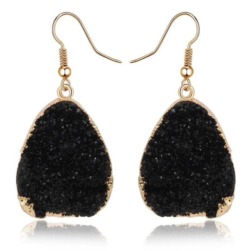 Fashion Druzy Pink Resin Earrings Water Drop Earrings For Women Jewelry Pendientes Mujer Gifts For Women Accessories (4)