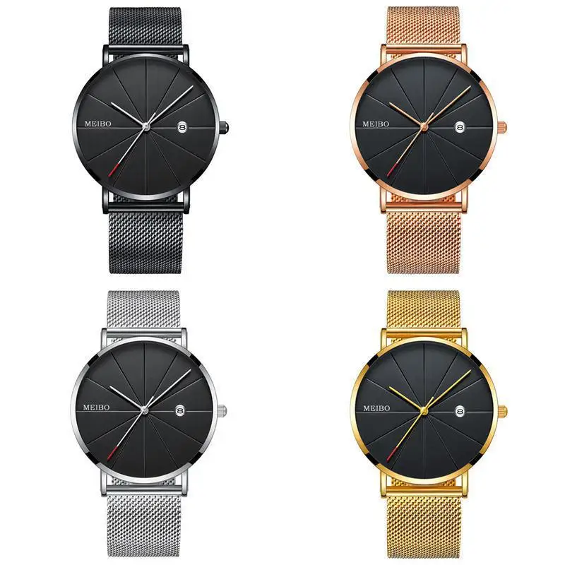 

Europe And America Men Fashion Watch High-End Business Mesh Belt Casual Quartz Watch Wechat Business Hot Selling Gift Watch