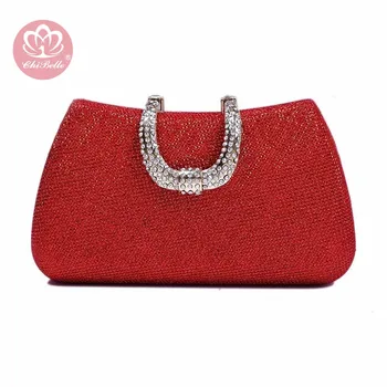 

Chi Belle rhinestone evening clutch bag shimmer glitter bling shining ladies handbag makeup key ring cellphone sotrage bags
