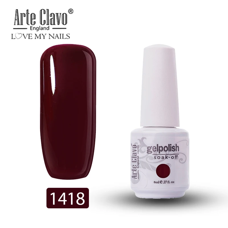Arte Clavo 8 мл УФ-гель Varnis цветной лак для ногтей DIY лак для ногтей светодиодный гель Esmalte блеск замачиваемый Полупостоянный гель - Цвет: 1418