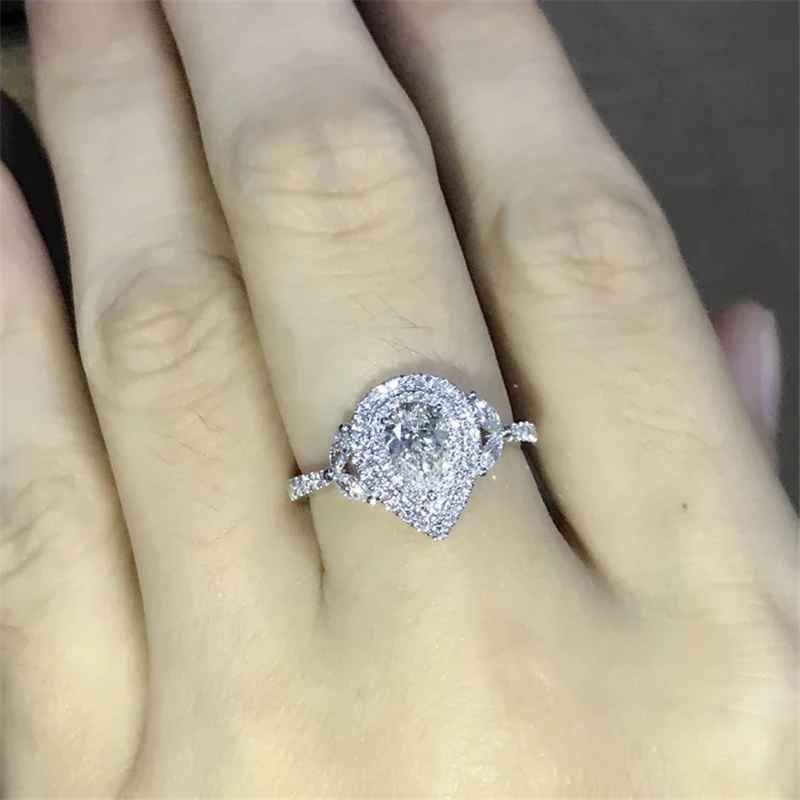 Модное Настоящее 925 пробы Серебряное кольцо с цветами, кольцо для помолвки AAAAA cz, обручальное кольцо для женщин, свадебные ювелирные изделия