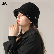 

Winter Wool Outdoor Bucket Hat Solid Colors Women Men Faux Fur Bucket Hats Autumn Lamb Wool Outdoor Warm Panama Flat Cap