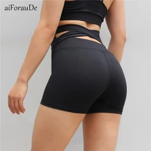 Черные шорты для йоги с высокой талией, леггинсы с эффектом пуш-ап, Спортивная женская одежда для фитнеса, сексуальные дышащие шорты для бега, женские шорты для йоги