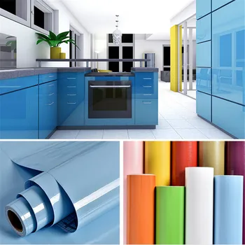 

1M/5M Solid Color Wall Sticker Self-adhesive Waterproof Thicken Wallpaper Furniture Cabinet Renovation Room Decorate muursticker