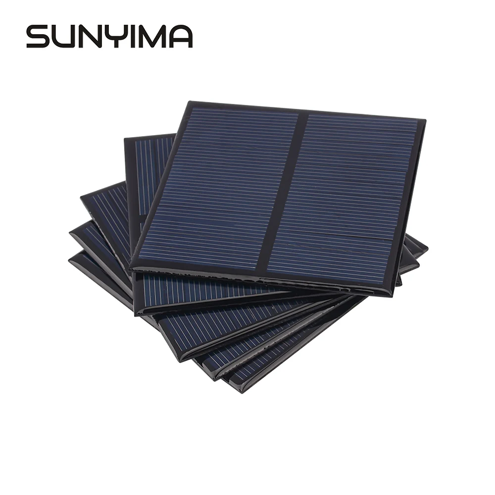 

SUNYIMA 5Pcs 6V 120mA Solar Panels Polycrystalline Silicon Solar Panel DIY Battery Power Charge Module 80*80mm Mini Solar Cell