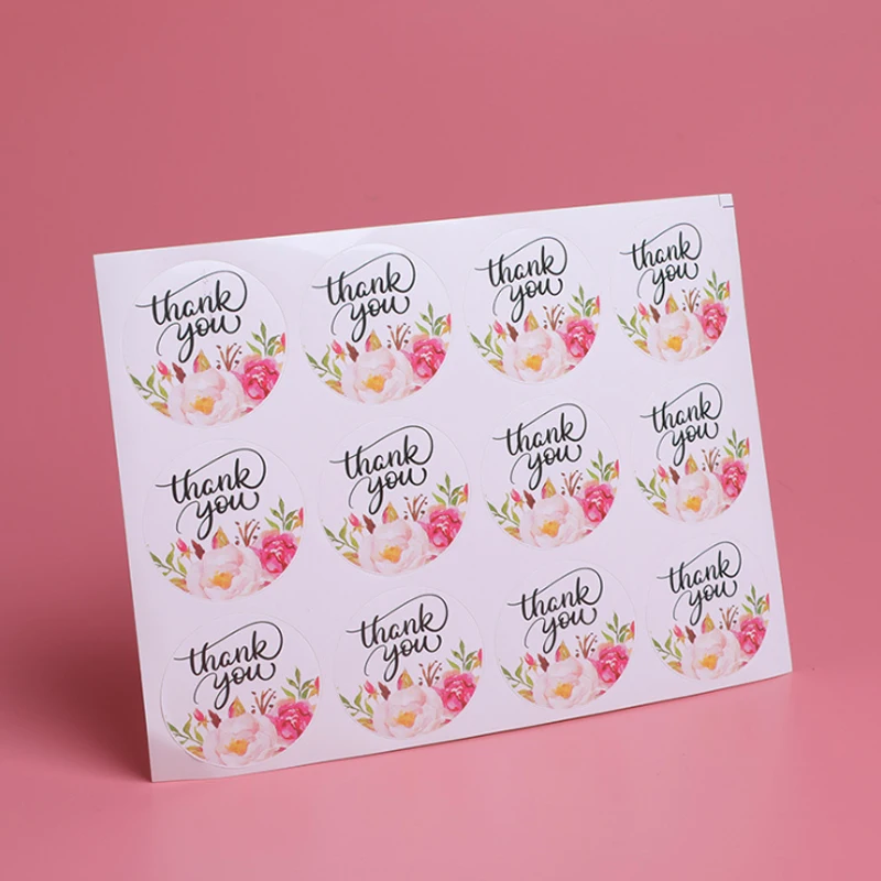 

120pcs/lot Thank You Round Multi Round Flower Adhesive Seals Sticker Gifts Labels For Baking Products