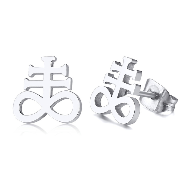 SATANIC CROSS EARRING FOR MEN CHURCH OF SATAN SATANIC STAINLESS STEEL EARRINGS UNISEX JEWELRY