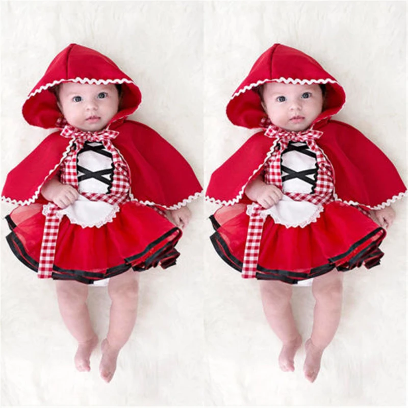 Baby Girl Dress 0-24M Newborn Baby Girls Christmas Tutu Dress+Cape Cloak Outfit For Party Photo