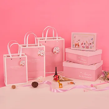 

pink elk paper packaging gift box коробка упаковка подарочная коробка traktatie kinderen verjaardag коробка картон bags for gift