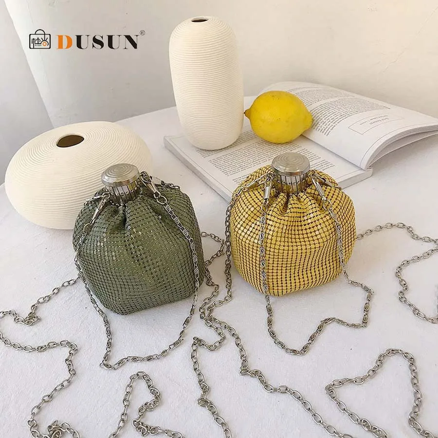 

Creative Women's Bags Fashion Sequins Chain Bucket Bag Women Handbag Ladies Shoulder Crossbody Bags Personality Design Purses