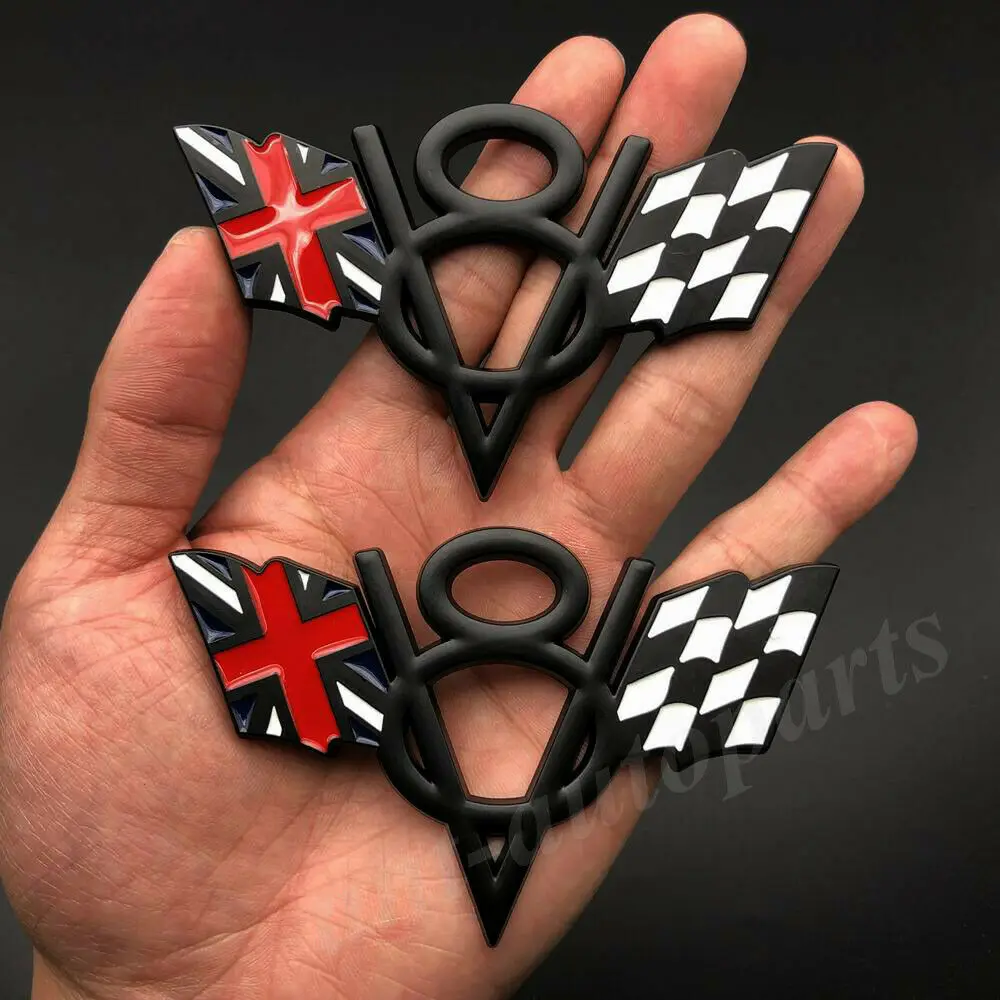 

2pcs Metal The Union Jack UK V8 Vintage Car Trunk Emblem Badge Decal Sticker