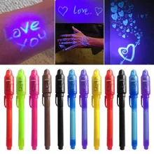 Caneta de tinta invisível, canetas de mensagem secrect, 2 em 1 caneta de luz uv mágica para desenhar atividade engraçada crianças festa estudantes presente escola diy