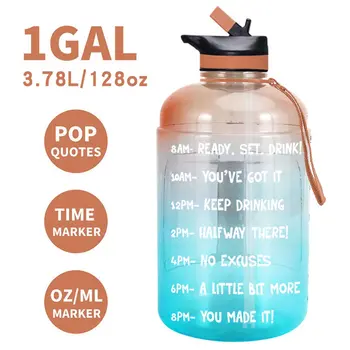 

3.78l Outdoor Large Water Bottle with Straw 1 Gallon Plastic Fitness Water Bottle Large Capacity