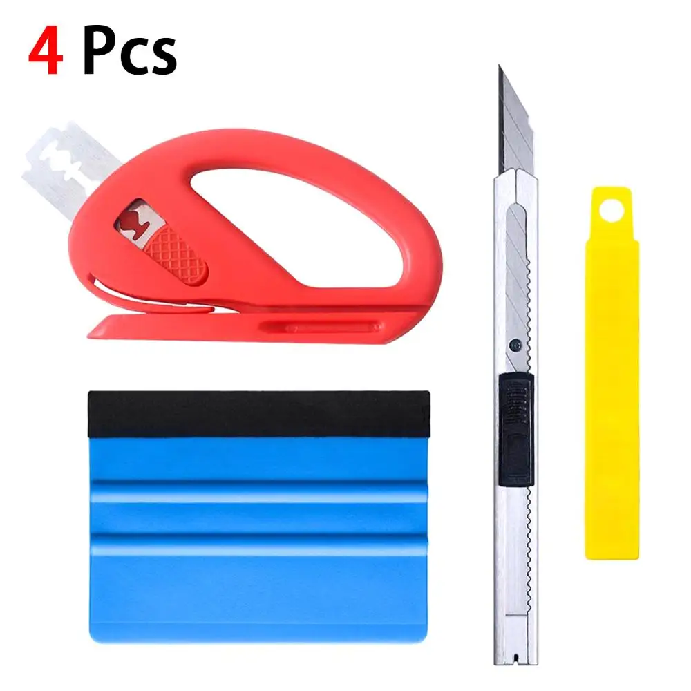 3/4Pcs Car Window Tint Tool Squeegee Scraper Tools Vinyl Wrap Film Sticker Wrapping Tool