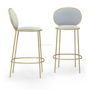 

Nordic iron art golden bar chair simple net red milk tea shop dessert shop high chair leisure back bar stool
