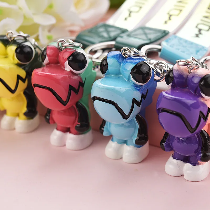 

Cute Dinosaur Doll Pendants Keychains Cute Cartoon Rainbow Change Color Key Chain Ladies Handbag Charm Key Ring Gift