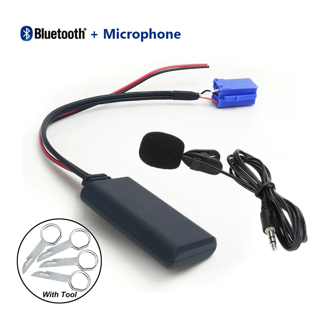 Автомобильный радиоприемник AUX адаптер Bluetooth + инструмент и микрофон для Volkswagen AUDI