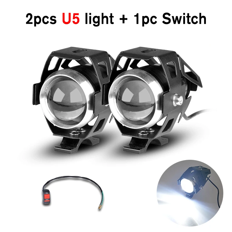 2pcs U5 White 2 шт. белый мото rcycle фары вспомогательная лампа U3 U5 U7 светодиодный мото rbike прожектор аксессуары 12 В мото DRL точечные фары - Цвет: 2pcs U5 White
