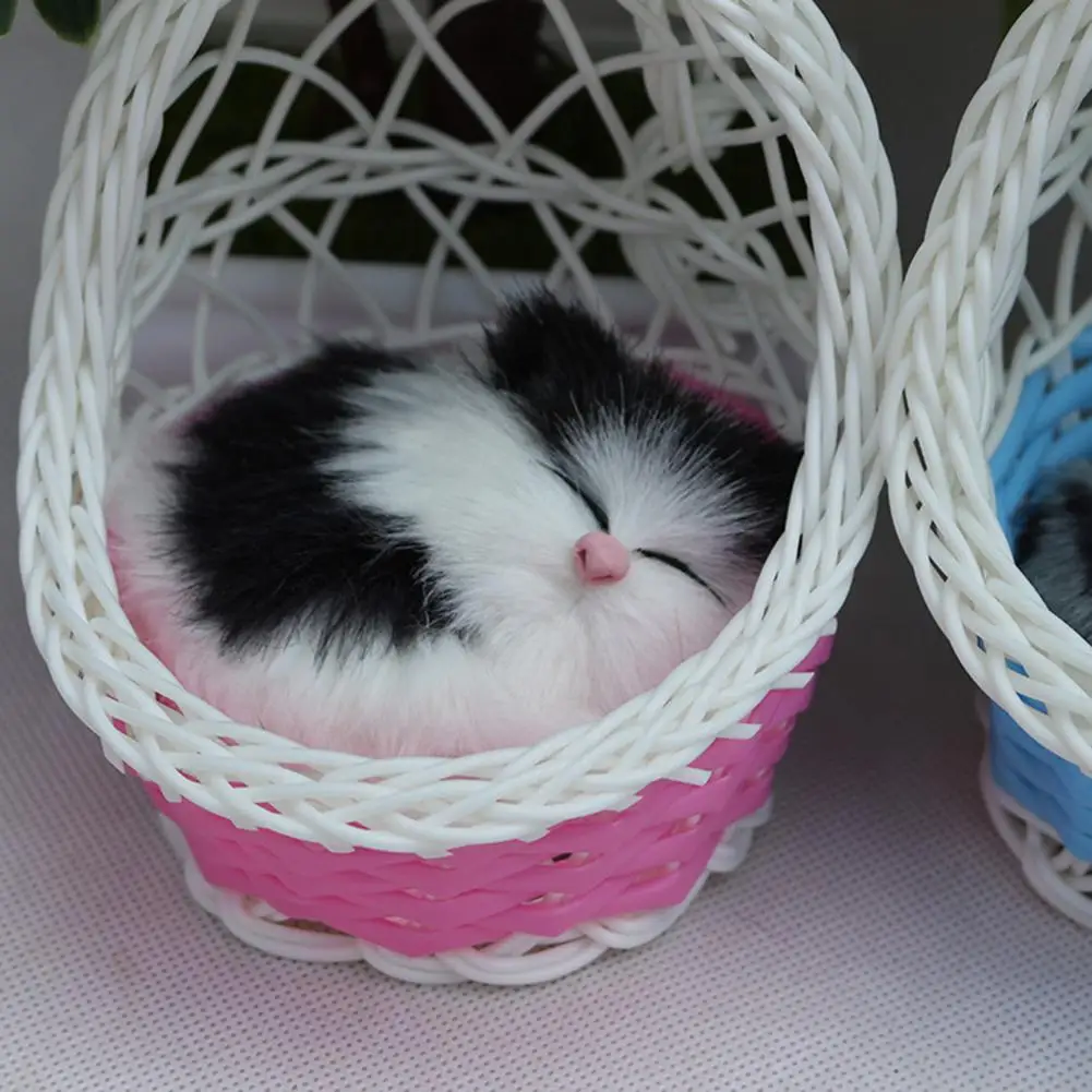 Simulation Cute Cats Kitten Sound Plush Doll Toy Hanging Basket Home Decoration