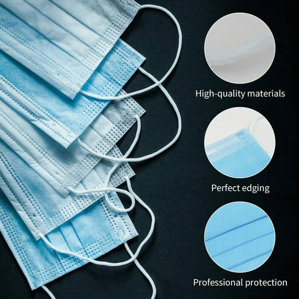 200pcs Disposable 3-Ply Masks Anti-Dust Adult Face Mask With Elastic Earloop Ear Grips Extension Strap Hook Fixer #4K19 (16)