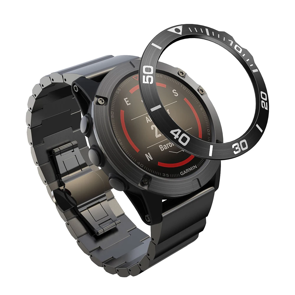 Металлический ободок для часов Garmin Fenix 5X Смарт-часы скорость/время кольцо клейкий чехол из нержавеющей стали крышка для Fenix5X рамка - Цвет: Black 1