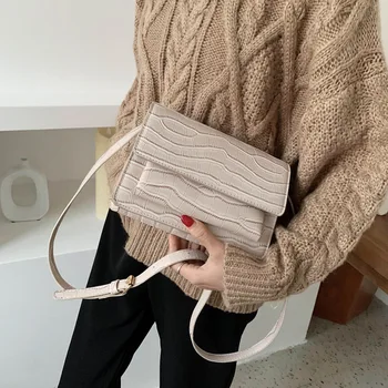 

Stone Pattern PU Leather Women Crossbody Famous Design Female Shoulder Messenger Bag Lady Mini Tote Lipstick Handbags