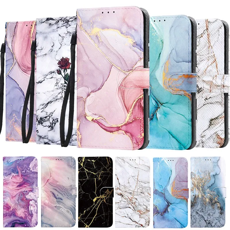 Мраморный кожаный флип-чехол для iPhone 11 12 Pro Max 13Mini 7 8 6 6S Plus X XS XR Xs кошелек телефона