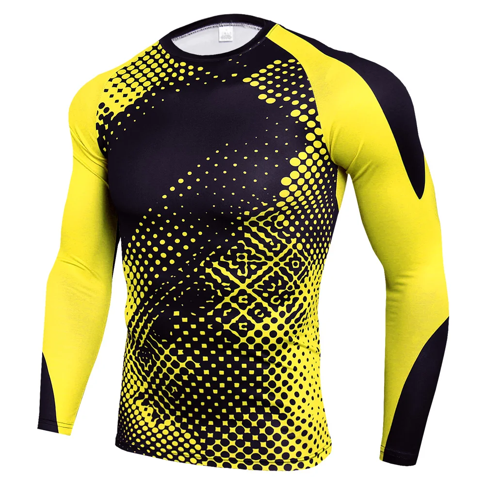 Мужская облегающая футболка с длинными рукавами для бега, компрессионная рубашка, Рашгард, MMA, спортивная одежда для велоспорта, Спортивная рубашка для спортзала, мужские костюмы - Цвет: 9
