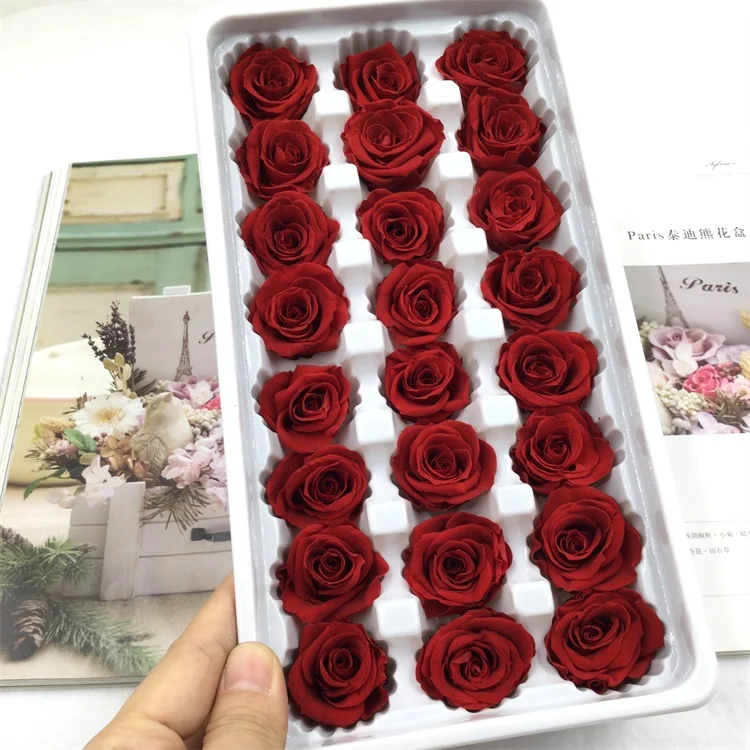 1 коробка высокое качество "Законсервированные" Цветы бессмертный «Розочка» для детей от 2-3 см в диаметре, подарок на день матери, вечная жизнь цветок Материал подарочная коробка - Цвет: win red