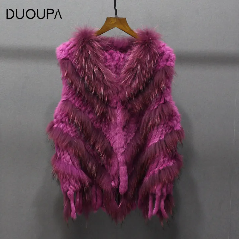 

DUOUPA 2019 Autumn and Winter Hot Fashion Rabbit Fur Woven Fur Vest Woven Twill Fur Vest Trend Ladies Fur Vest Vest Clothing