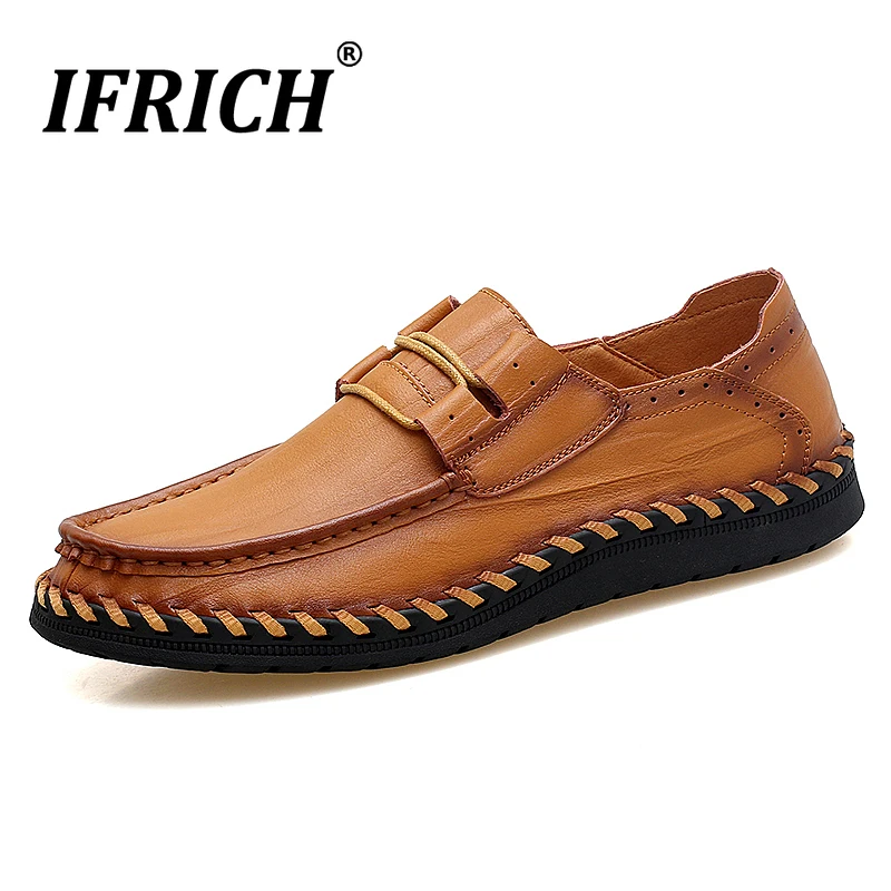 

2019 New Luxury Youth Casual Footwear For Men Big Size 46 47 Slip On Casual Sneakers Leather Men Loafers Hand Made Drive Shoes