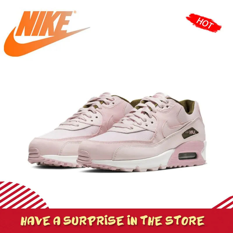 Оригинальный Nike Оригинальные кроссовки AIR MAX 90 SE Для женщин кроссовки на шнуровке на низкой подошве для прогулок, Уличная обувь; ботинки;
