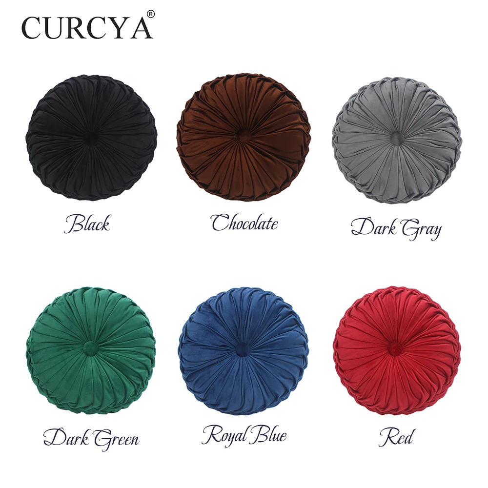 CURCYA Round Velvet Pillow Home Sofa Decorative Throw Pillows Cushions 36cm