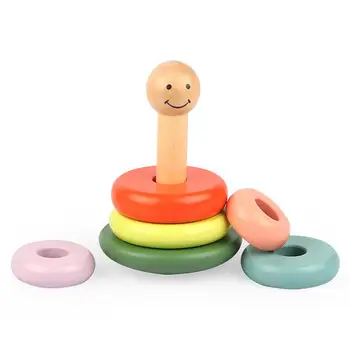 

1 Set Funny Plastic Adorable Playing Toys Smiling Face Stacking Toys Tumbler Building Block Toys For Children