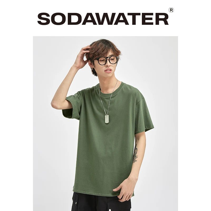 

SODAWATER Summer T Shirt Men Japanese Style Harajuku T-shirt Short Sleeve Solid Man's T-shirts O-Neck Cotton Men Tshirt 035S16