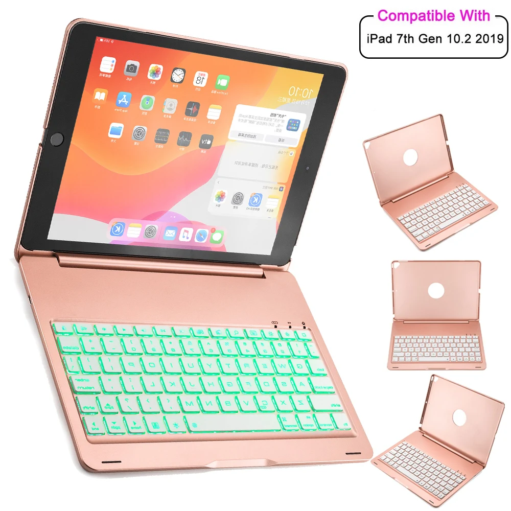 For iPad 10.2 inch 2019 English Wireless Bluetooth Keyboard 7 Colors Backlit Keyboard With Aluminum Alloy Tablet Protective Case For iPad 10.2 inch 2019 English Wireless Bluetooth Keyboard 7 Colors Backlit Keyboard With Aluminum Alloy Tablet Protective Case
