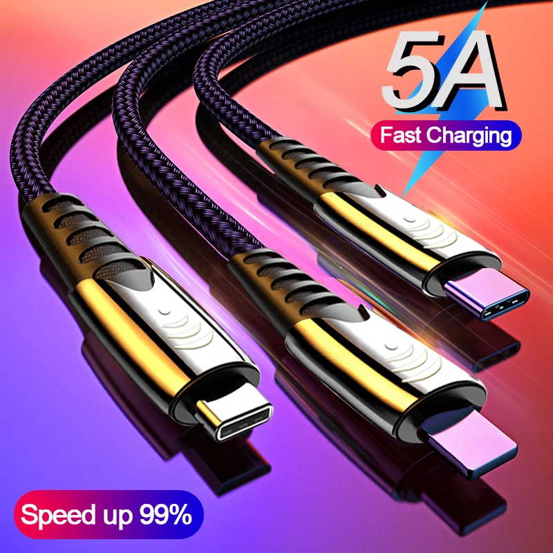 5A Fast Charging 3 in 1 USB Cable Multi Quick Charger Micro USB Type C Cable for iPhone for Samsung for Xiaomi Huawei Oneplus