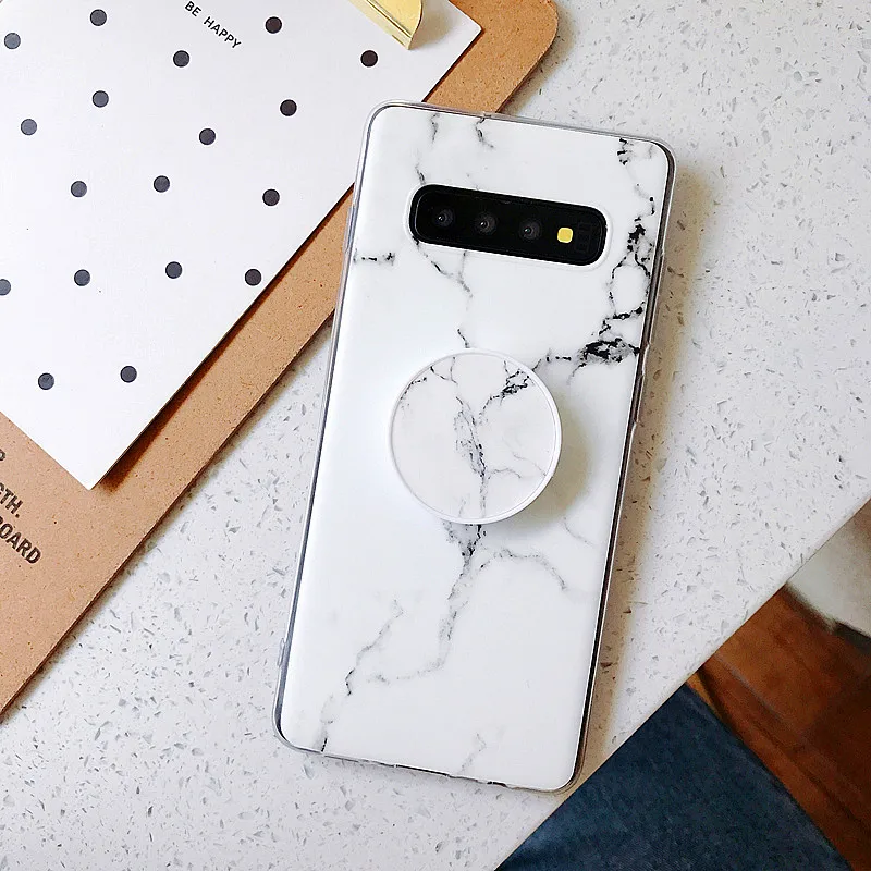 Чехол для samsung Galaxy Note 10 Pro Plus A9 A7 A6 Plus A70 A50 A20 A30 A10 M10 матовый мрамор с держателем чехол