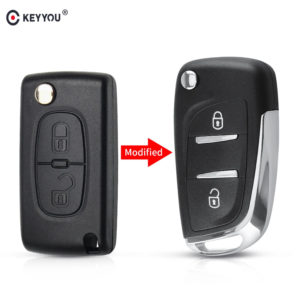 KEYYOU 2 кнопки модифицированный Флип складной дистанционный автомобильный чехол
