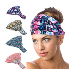 

New women Bohemian Elastic Hairband Head Band Sport Yoga Headband Wrap Turban Head Scarf Cap 2 in 1 Bandana Hair accessories