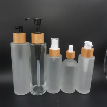 

4oz frosted Glass Cosmetic Containers Bottle 30G Cream Jar 50ml Spray Bottle Emulsion Lotion Pump skin care cream solid jar 5g